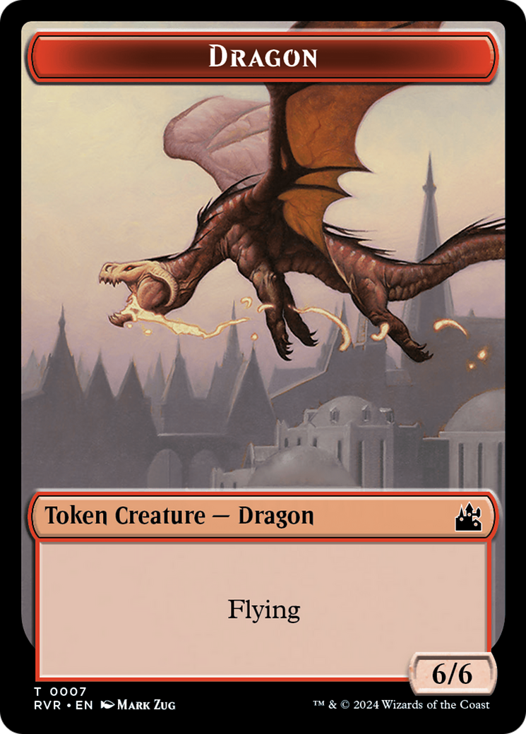 Spirit (0018) // Dragon Double-Sided Token [Ravnica Remastered Tokens] | Clutch Gaming