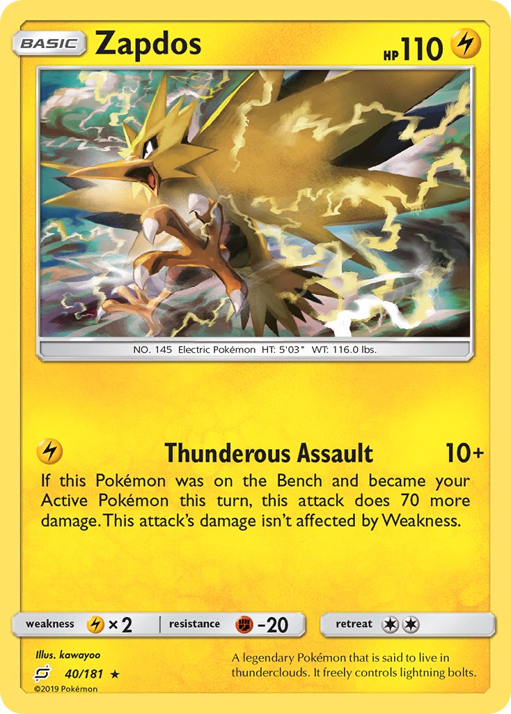 Zapdos (40/181) (Theme Deck Exclusive) [Sun & Moon: Team Up] | Clutch Gaming