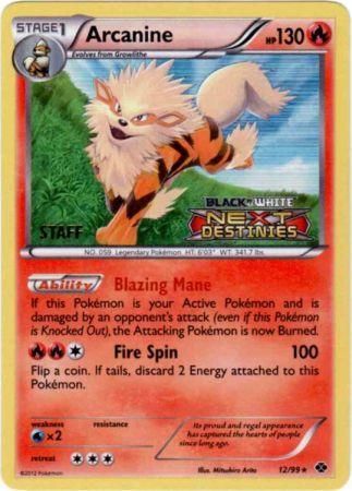 Arcanine (12/99) (Staff Prerelease Promo) [Black & White: Black Star Promos] | Clutch Gaming