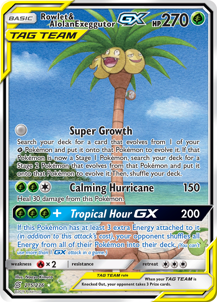 Rowlet & Alolan Exeggutor GX (215/236) [Sun & Moon: Unified Minds] | Clutch Gaming