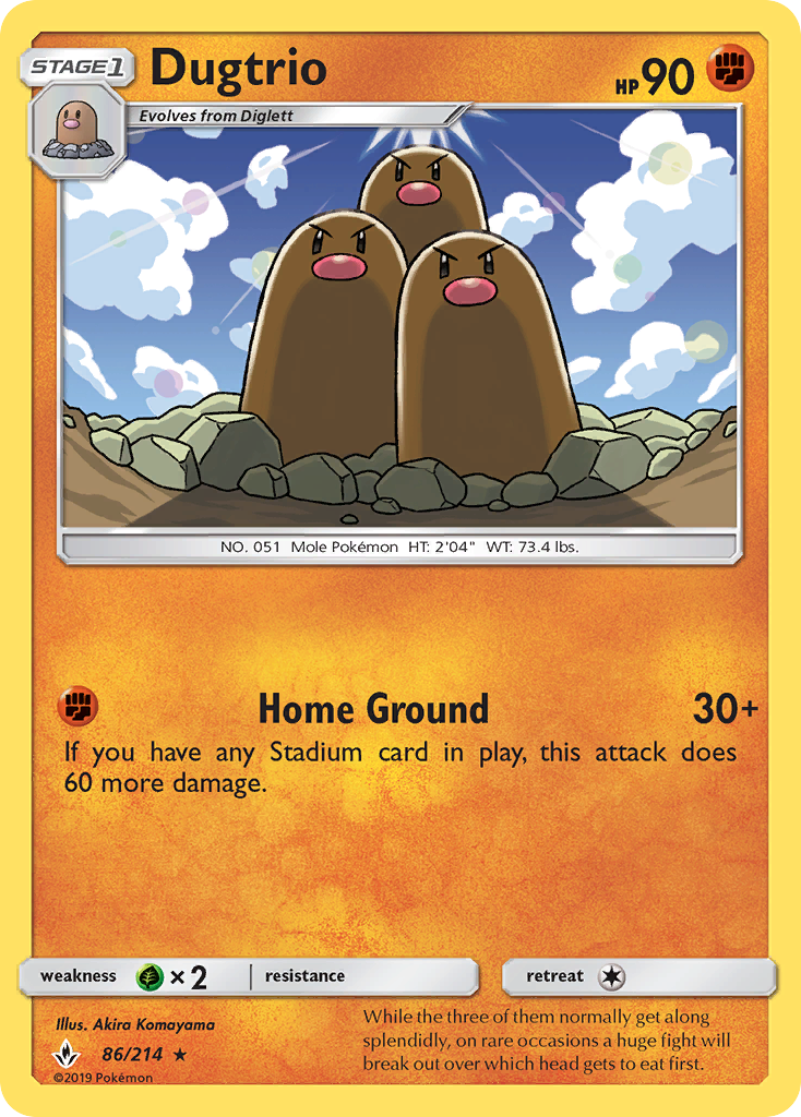 Dugtrio (86/214) [Sun & Moon: Unbroken Bonds] | Clutch Gaming