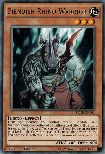 Fiendish Rhino Warrior [BOSH-EN091] Rare | Clutch Gaming