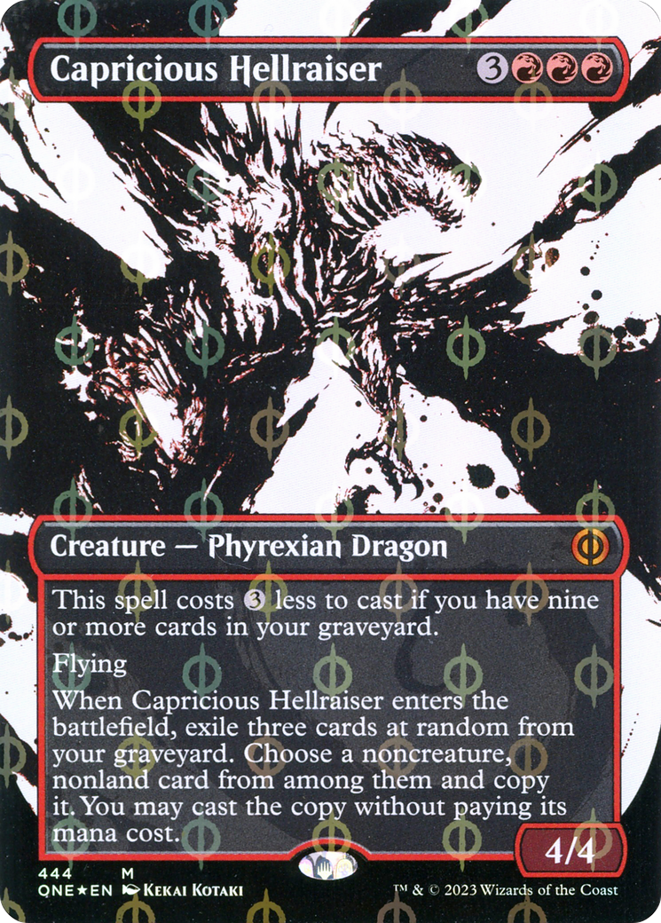 Capricious Hellraiser (Borderless Ichor Step-and-Compleat Foil) [Phyrexia: All Will Be One] | Clutch Gaming