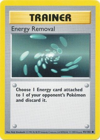 Energy Removal (92/102) [Base Set Shadowless Unlimited] | Clutch Gaming