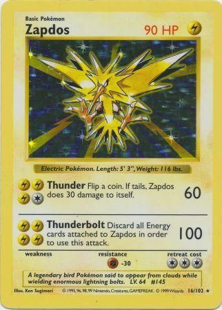 Zapdos (16/102) [Base Set Shadowless Unlimited] | Clutch Gaming