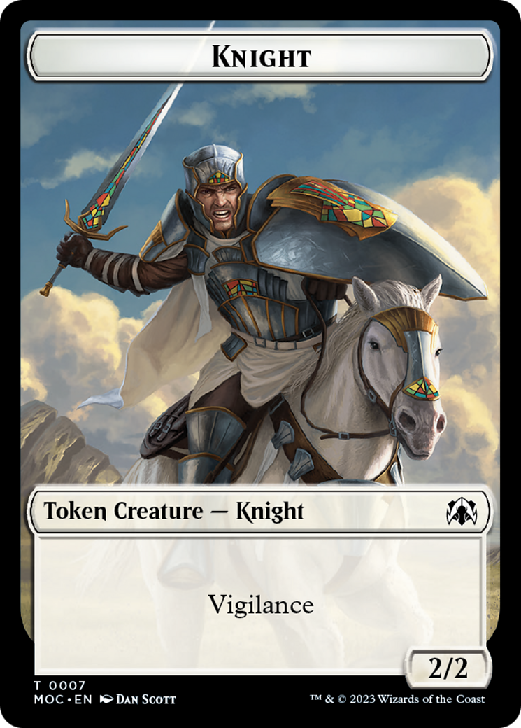 Knight (7) // Spirit (14) Double-Sided Token [March of the Machine Commander Tokens] | Clutch Gaming