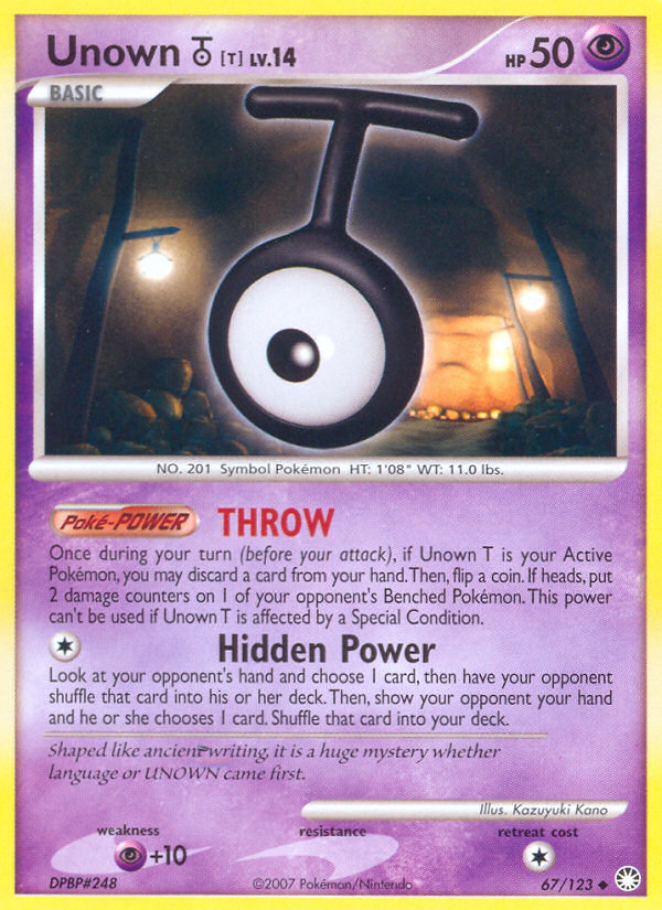 Unown T (67/123) [Diamond & Pearl: Mysterious Treasures] | Clutch Gaming