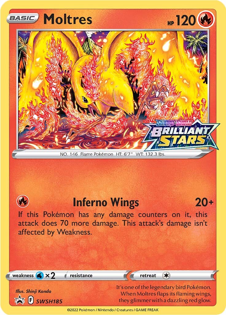 Moltres (SWSH185) (Prerelease Promo) [Sword & Shield: Black Star Promos] | Clutch Gaming