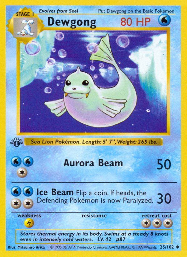 Dewgong (25/102) (Shadowless) [Base Set 1st Edition] | Clutch Gaming