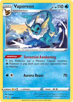 Vaporeon (030/185) [Sword & Shield: Vivid Voltage] | Clutch Gaming
