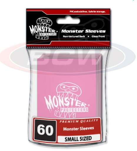 Glossy Sleeves - Small - Monster Logo - Pink | Clutch Gaming