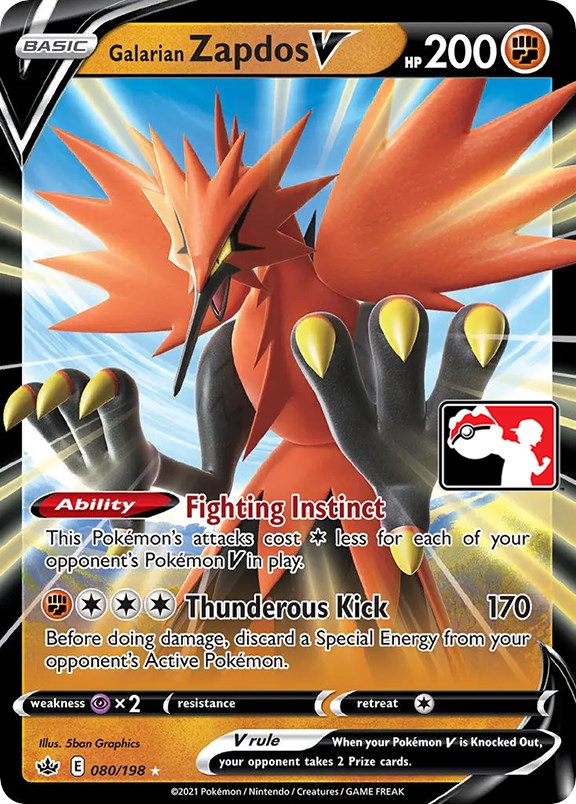 Galarian Zapdos V (080/198) [Prize Pack Series One] | Clutch Gaming