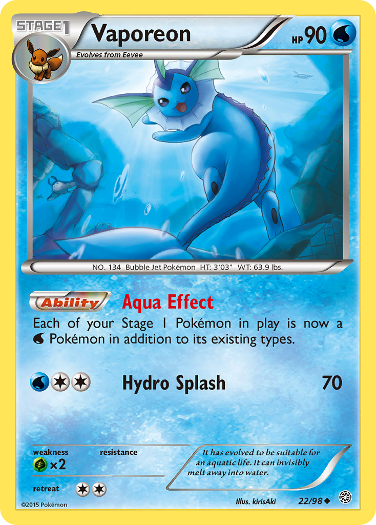 Vaporeon (22/98) [XY: Ancient Origins] | Clutch Gaming