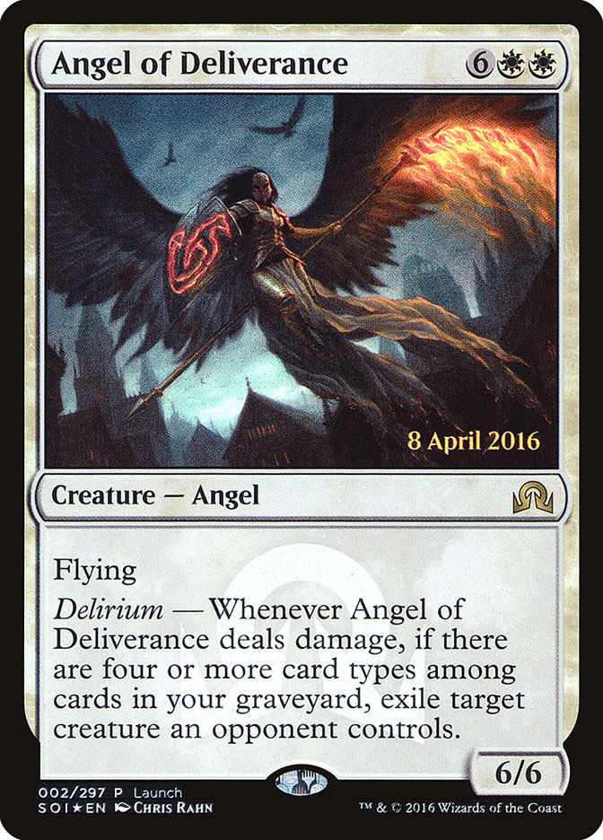 Angel of Deliverance (Prerelease) [Shadows over Innistrad Promos] | Clutch Gaming