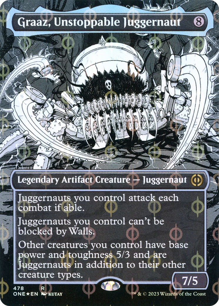 Graaz, Unstoppable Juggernaut (Borderless Manga Step-and-Compleat Foil) [Phyrexia: All Will Be One] | Clutch Gaming