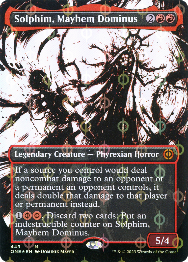 Solphim, Mayhem Dominus (Borderless Ichor Step-and-Compleat Foil) [Phyrexia: All Will Be One] | Clutch Gaming