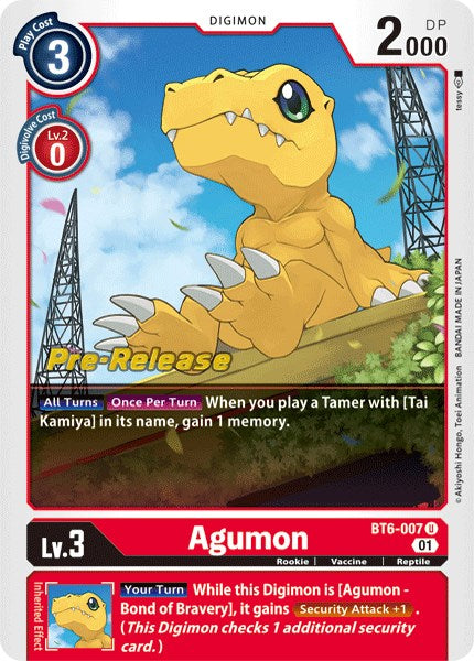 Agumon [BT6-007] [Double Diamond Pre-Release Cards] | Clutch Gaming