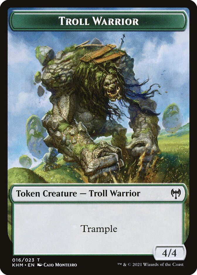 Human Warrior // Troll Warrior Double-Sided Token [Kaldheim Tokens] | Clutch Gaming