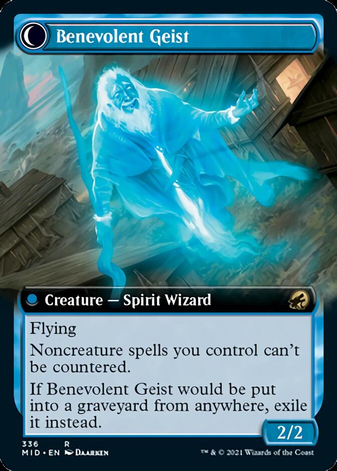 Malevolent Hermit // Benevolent Geist (Extended Art) [Innistrad: Midnight Hunt] | Clutch Gaming