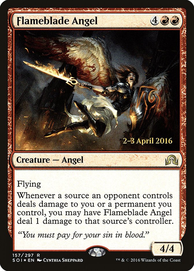 Flameblade Angel [Shadows over Innistrad Prerelease Promos] | Clutch Gaming