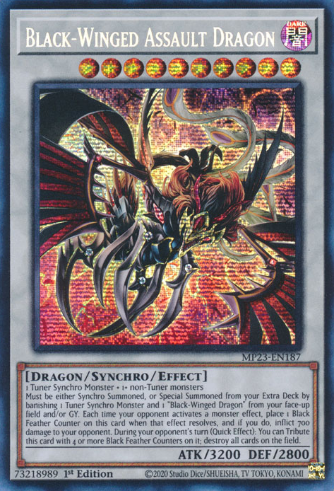 Black-Winged Assault Dragon [MP23-EN187] Prismatic Secret Rare | Clutch Gaming