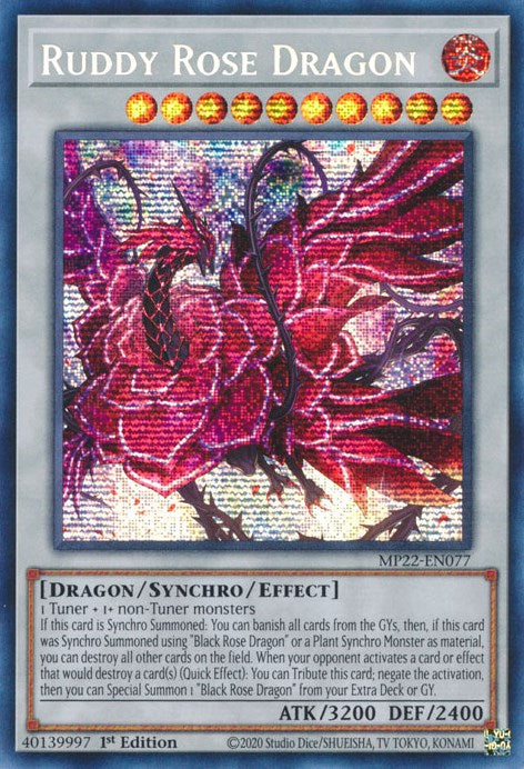 Ruddy Rose Dragon [MP22-EN077] Prismatic Secret Rare | Clutch Gaming