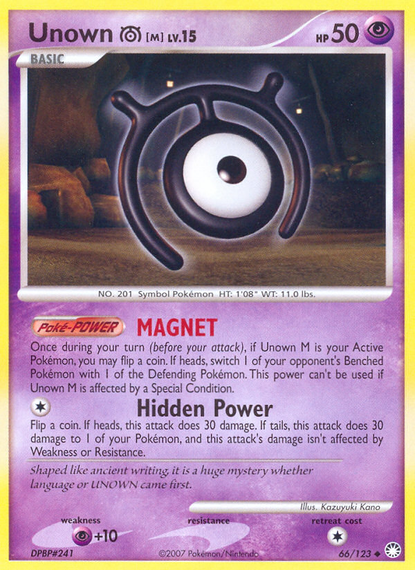 Unown M (66/123) [Diamond & Pearl: Mysterious Treasures] | Clutch Gaming