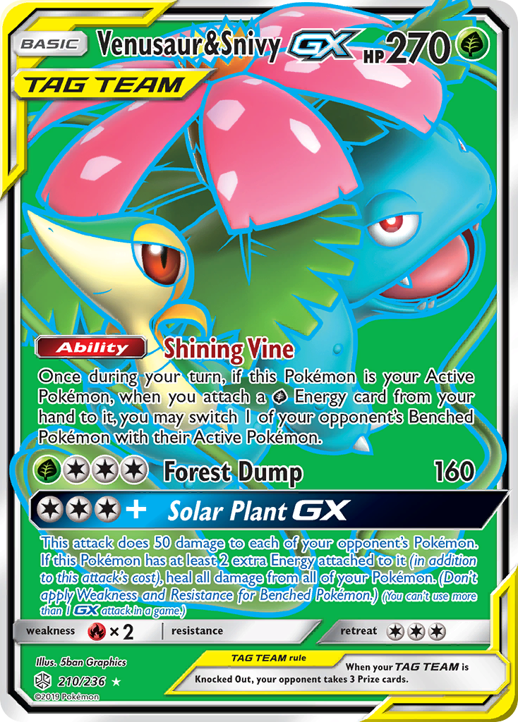 Venusaur & Snivy GX (210/236) [Sun & Moon: Cosmic Eclipse] | Clutch Gaming