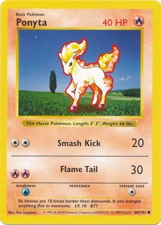 Ponyta (60/102) [Base Set Shadowless Unlimited] | Clutch Gaming