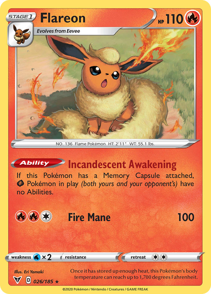 Flareon (026/185) [Sword & Shield: Vivid Voltage] | Clutch Gaming