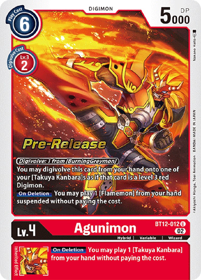 Agunimon [BT12-012] [Across Time Pre-Release Cards] | Clutch Gaming