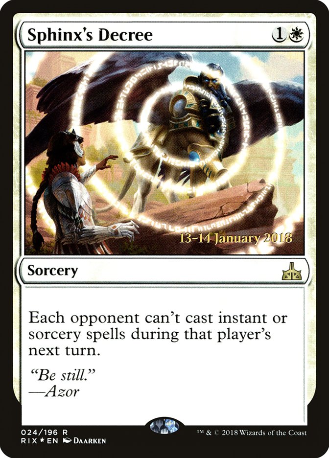 Sphinx's Decree [Rivals of Ixalan Prerelease Promos] | Clutch Gaming