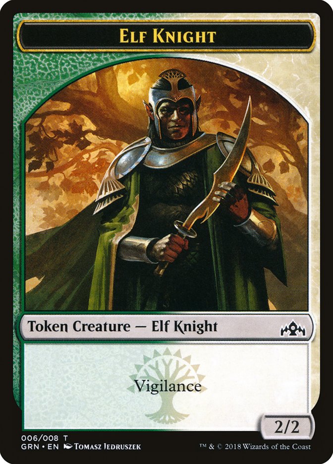 Elf Knight Token [Guilds of Ravnica Tokens] | Clutch Gaming