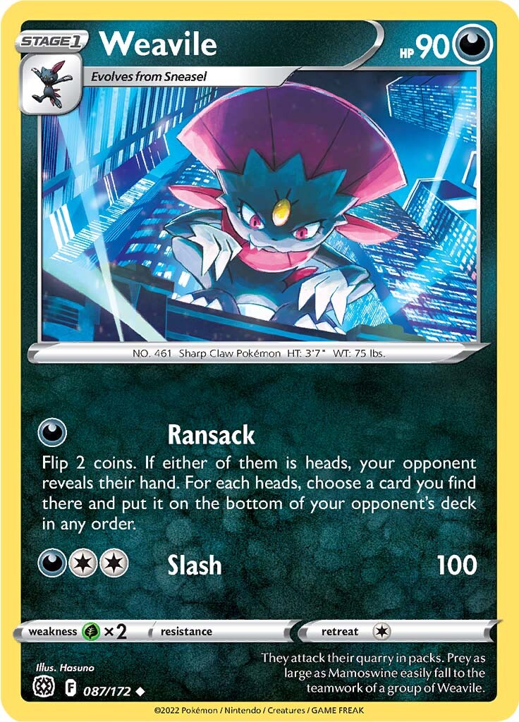 Weavile (087/172) [Sword & Shield: Brilliant Stars] | Clutch Gaming