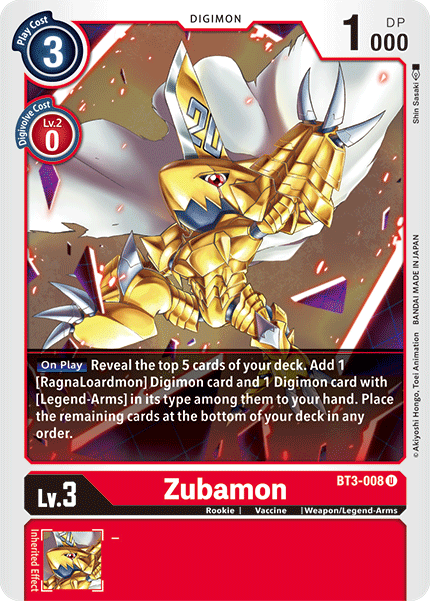 Zubamon [BT3-008] [Release Special Booster Ver.1.5] | Clutch Gaming