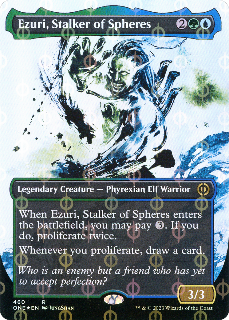 Ezuri, Stalker of Spheres (Borderless Ichor Step-and-Compleat Foil) [Phyrexia: All Will Be One] | Clutch Gaming