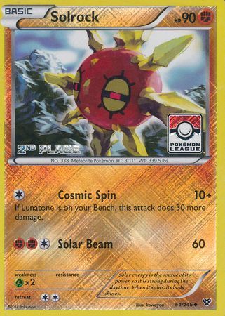 Solrock (64/146) (2nd Place League Challenge Promo) [XY: Base Set] | Clutch Gaming