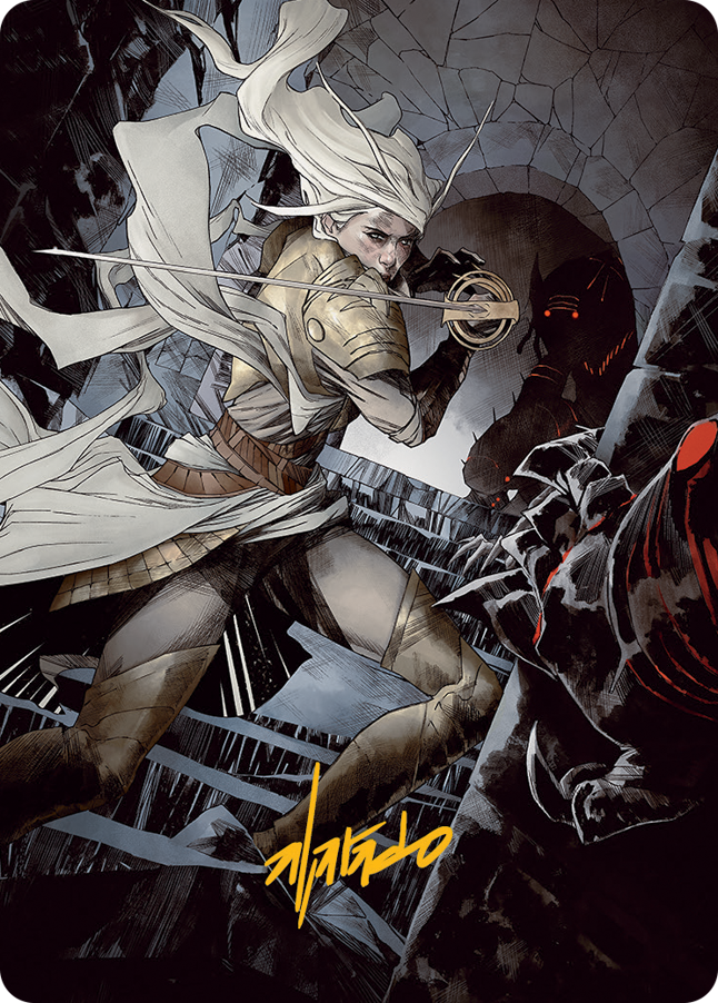 Thalia, Guardian of Thraben Art Card (Gold-Stamped Signature) [March of the Machine Art Series] | Clutch Gaming