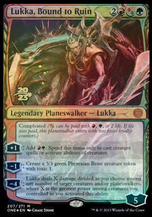 Lukka, Bound to Ruin [Phyrexia: All Will Be One Prerelease Promos] | Clutch Gaming