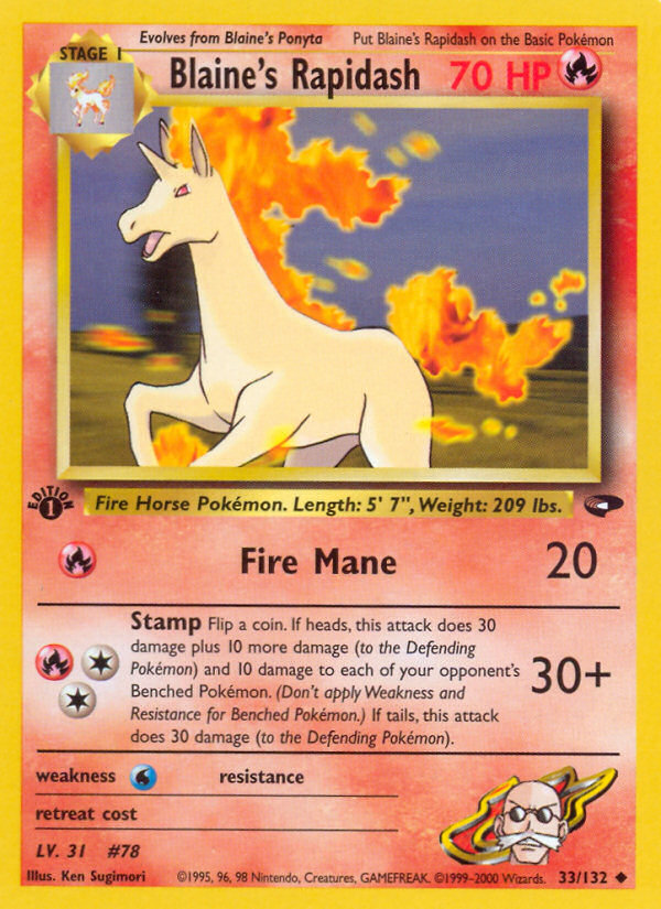 Blaine's Rapidash (33/132) [Gym Challenge 1st Edition] | Clutch Gaming