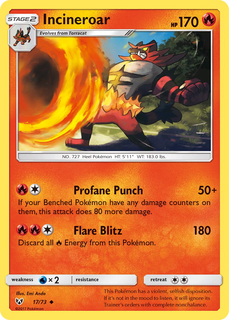 Incineroar (17/73) [Sun & Moon: Shining Legends] | Clutch Gaming