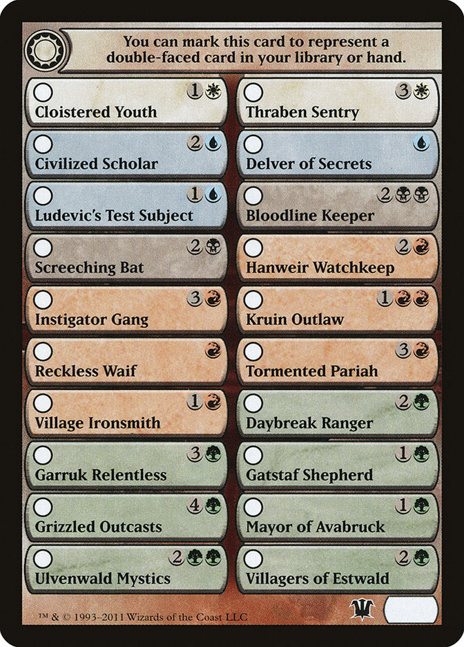 Innistrad Checklist [Innistrad Tokens] | Clutch Gaming