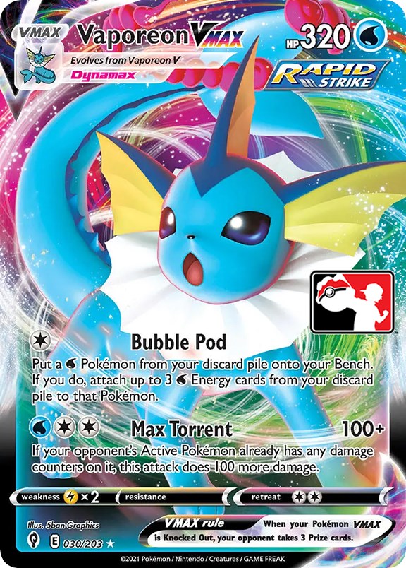 Vaporeon VMAX (030/203) [Prize Pack Series One] | Clutch Gaming