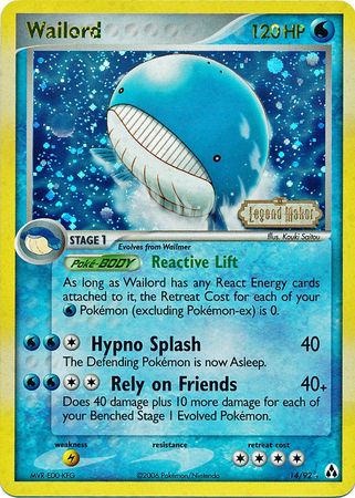 Wailord (14/92) (Stamped) [EX: Legend Maker] | Clutch Gaming