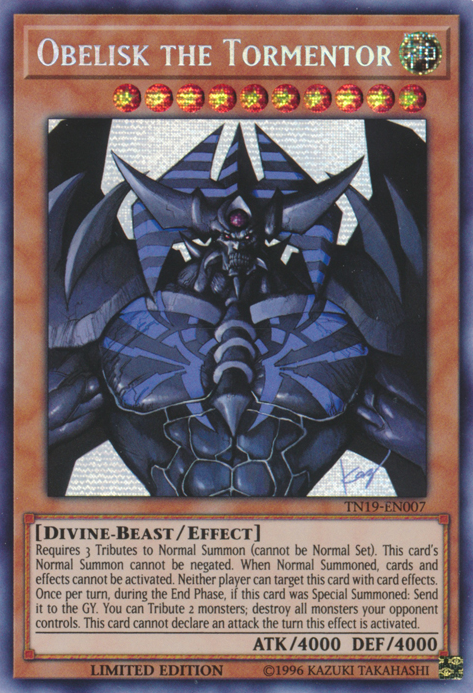 Obelisk the Tormentor [TN19-EN007] Prismatic Secret Rare | Clutch Gaming