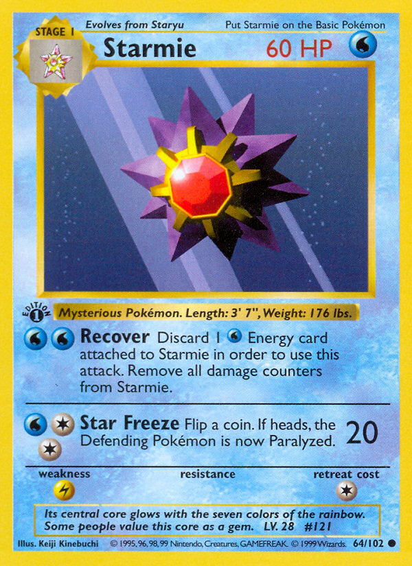 Starmie (64/102) (Shadowless) [Base Set 1st Edition] | Clutch Gaming