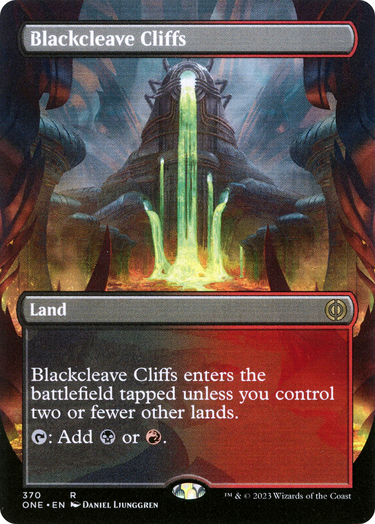 Blackcleave Cliffs (Borderless Alternate Art) [Phyrexia: All Will Be One] | Clutch Gaming