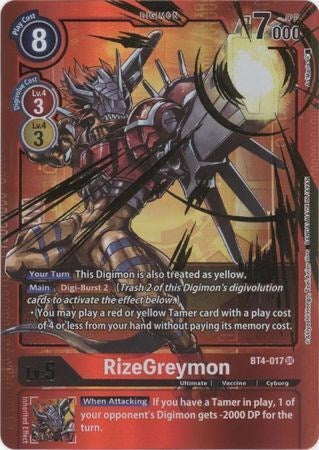 RizeGreymon [BT4-017] (Alternate Art - Red Border) [Great Legend Promos] | Clutch Gaming