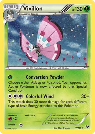 Vivillon (17/146) (Meadow Form/Pink Wings) (Cosmos Holo) [XY: Base Set] | Clutch Gaming