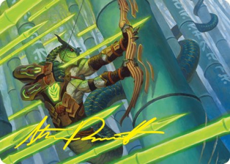 Bamboo Grove Archer Art Card (Gold-Stamped Signature) [Kamigawa: Neon Dynasty Art Series] | Clutch Gaming